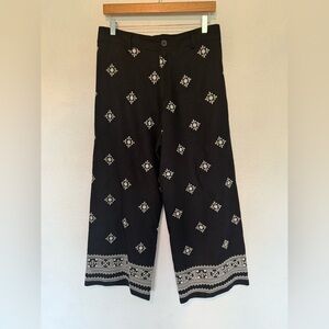 NWT Elie Tahari embroidered linen wide leg pants 10